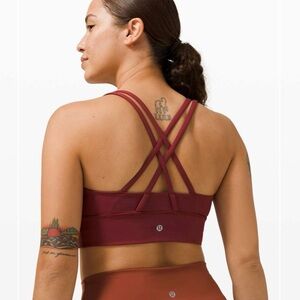 Lululemon Size 14 Energy Bra Long Line Medium Support B-D Cup Red Merlot